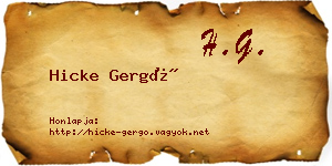 Hicke Gergő névjegykártya
